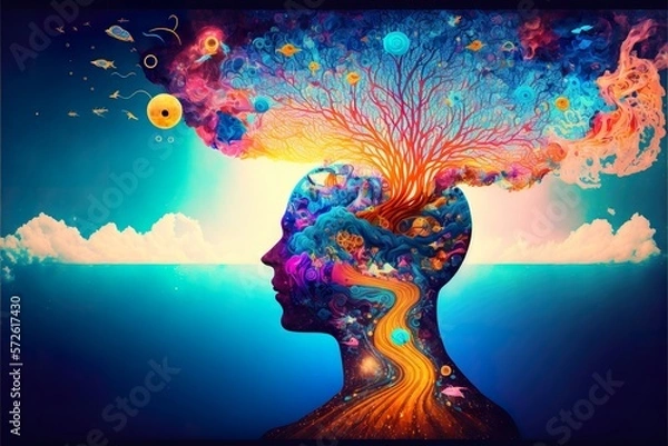 Obraz Interpretation of subconscious. Universe in mind. Created with Generative AI 