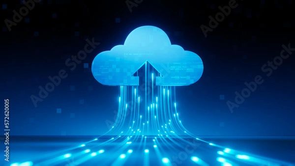 Obraz Cloud technology line light upload speed.