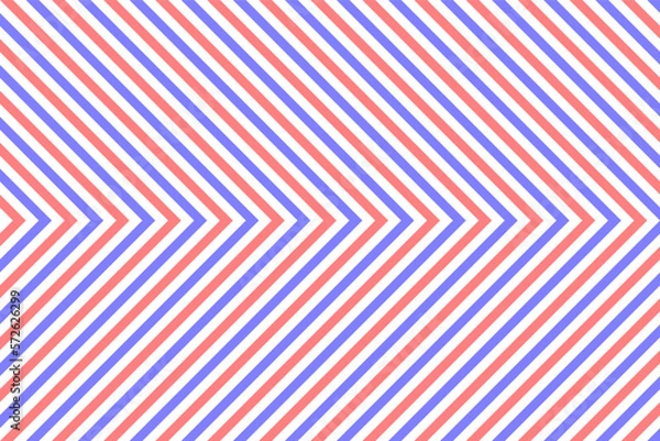 Fototapeta Pastel red and blue chevron arrow stripes fabric pattern on white background vector. Wall and floor ceramic tiles pattern.