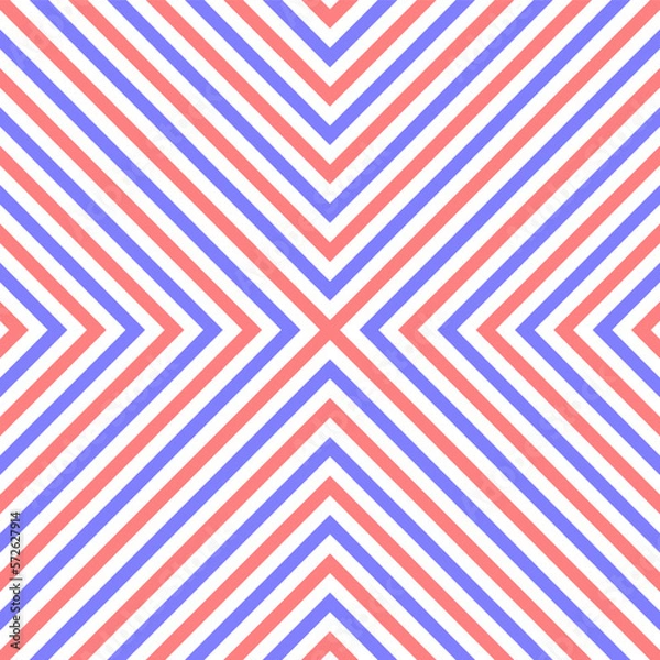 Fototapeta Pastel red and blue cross stripes fabric pattern on white background vector. X alphabet letter seamless pattern. Wall and floor ceramic tiles.