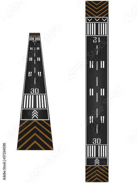 Fototapeta Airport runway, normal and perspective view