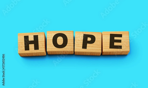 Obraz Wooden blocks Hope word concept isolated background 3d illustration