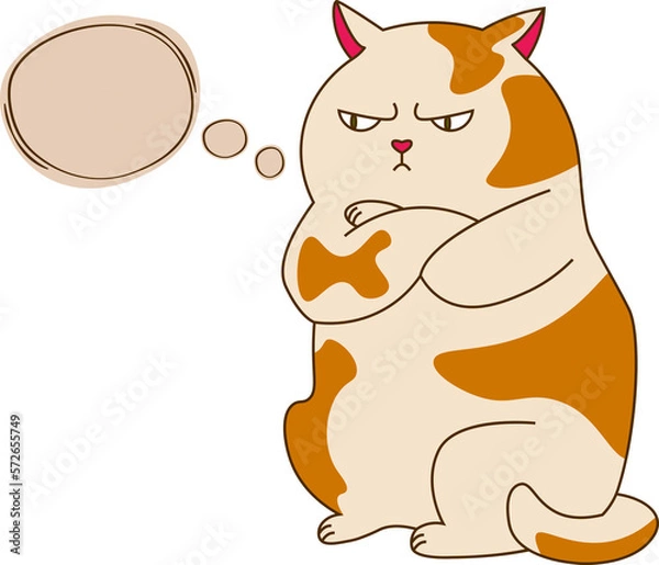 Obraz Angry fat spotty cat with quote bubble your text here