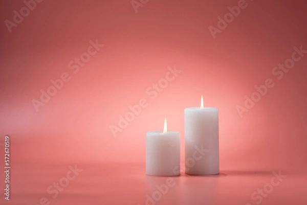 Fototapeta ピンクの背景とキャンドル