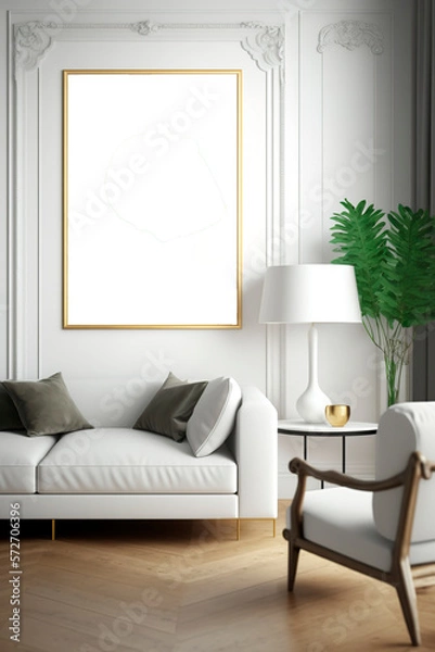 Fototapeta Mockup for poster and paintings, modern luxury room. Generate by AI
