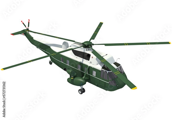 Obraz Helicopter 3D rendering on white background