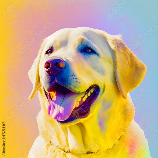 Fototapeta happy labrador retriever dog with colorful background