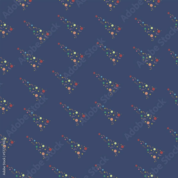 Obraz holiday vector christmas trees on blue background seamless pattern