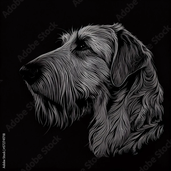 Fototapeta Irish Wolfhounds Dog Breed Isolated on Black Background. Generative AI
