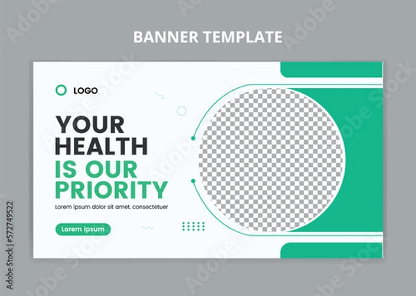Fototapeta Medical Health care web banner template. for web banner ads. video thumbnail for Medical healthcare and web banner template. Dental clinic social media health service vector layout.