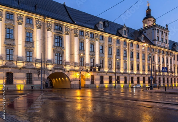 Obraz Uniwersytet Wrocławski wieczorem