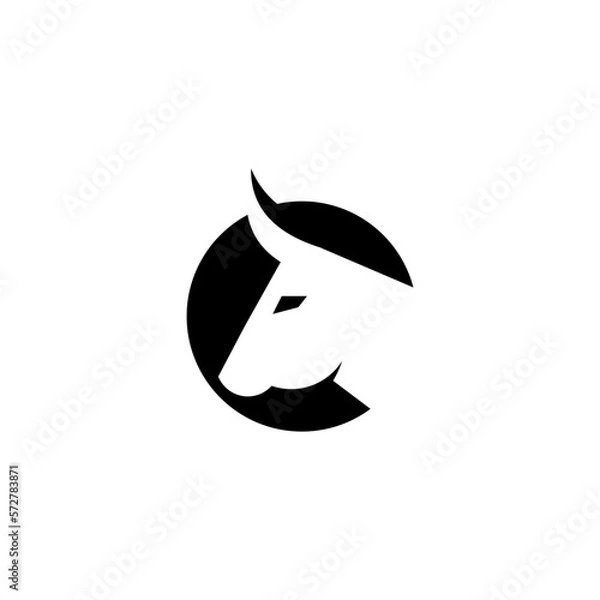 Obraz bull, logo design, vector, icon, illustration, line art, silhouette, monogram,
