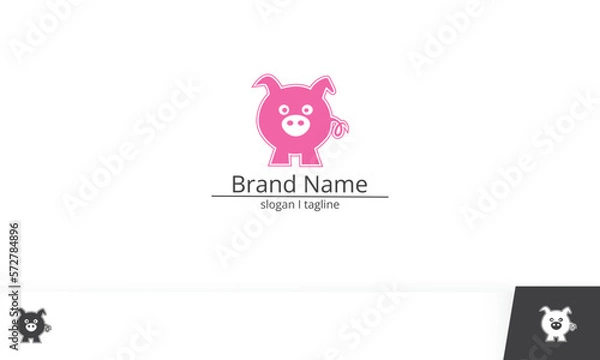 Obraz modern clean simple pig hog farm logo