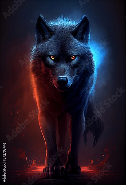 Obraz wolf in the night - generative AI