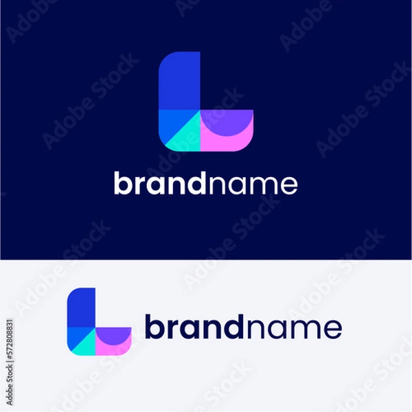 Obraz L Letter Overlapping Shape Logo Design