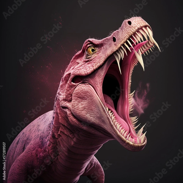 Fototapeta pink dinosaur, Generative AI
