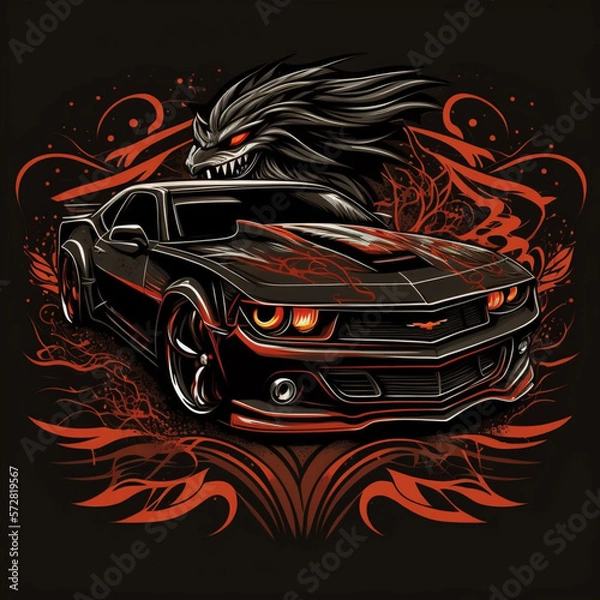 Fototapeta super car with awesome background, Generative AI