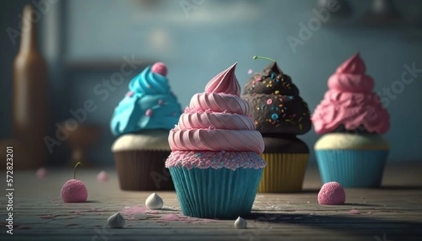 Fototapeta Beautiful decorative cupcakes 