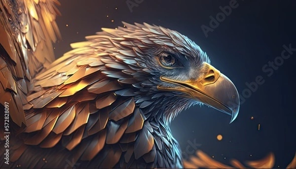 Obraz Cool, Epic, Artistic, Beautiful, and Unique Illustration of Eagle Animal Cinematic Adventure: Abstract 3D Wallpaper Background with Majestic Wildlife and Futuristic Design (generative AI)