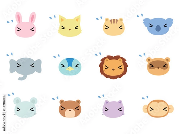 Fototapeta 焦る動物の顔　アイコンセット