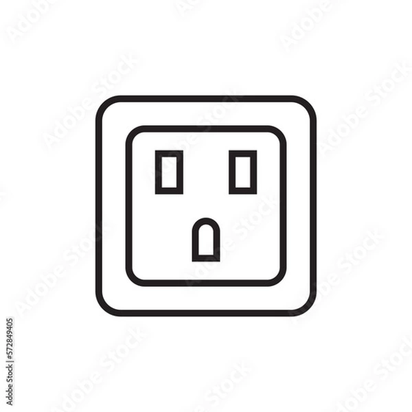 Obraz Electric Socket Icon, 3 Pin Electric Power Outlet Socket For Plug Icon Vector