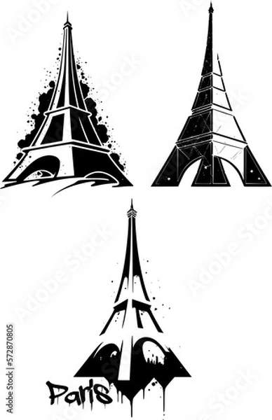 Fototapeta Logo, icon of the Eiffel Tower in Paris suitable for perfume, fashion, cheese, wine, tourism and other french production