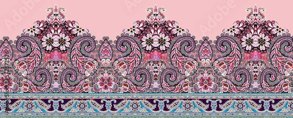 Obraz Seamless Paisley Indian Silky boder Abstract boder