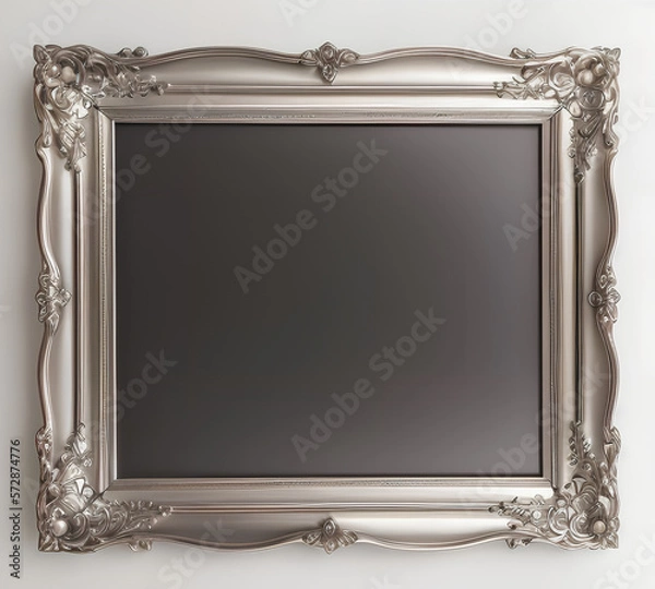 Fototapeta Impressive Empty / Blank SILVER frame / picture / Foto / Photo / Fotorahmen / Royal / Neutral Background presentation