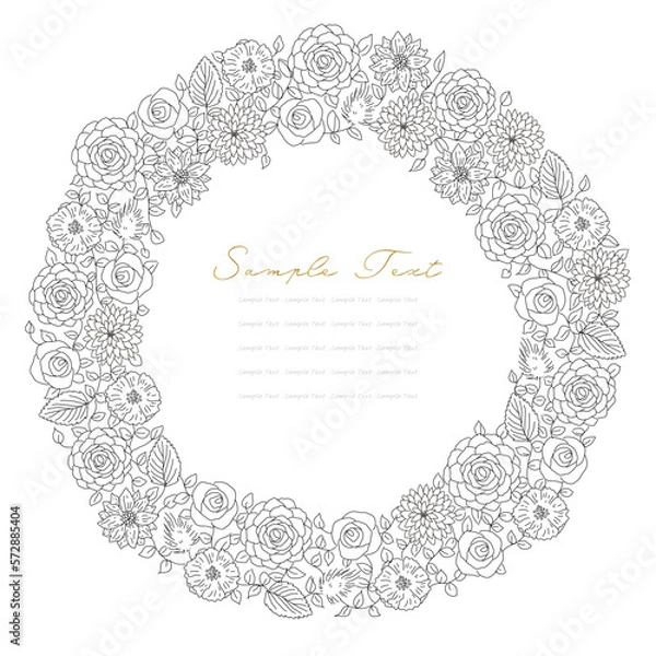 Obraz 花輪 花の装飾 円形 フラワー フレーム