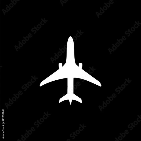 Obraz Airplane icon. Simple style travel icon isolated on black background.