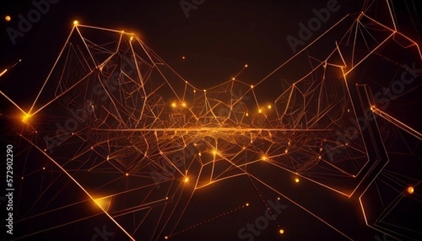 Fototapeta Digital technology network background. Light gold background. Generative AI, Generative, AI