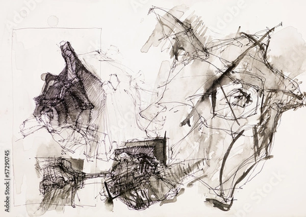 Fototapeta psychedelic ink drawing