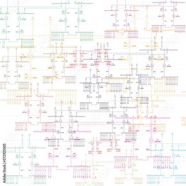 Obraz Electric wiring diagram for power transformers