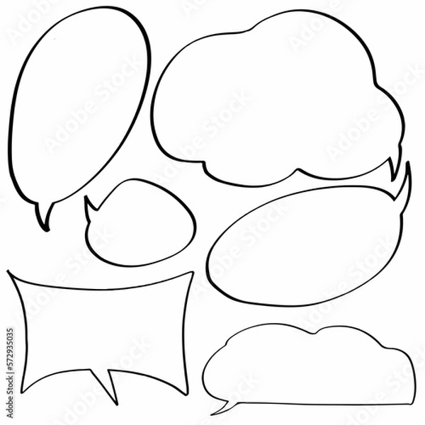 Fototapeta set of hand drawn speech bubbles. vector icon design illustration