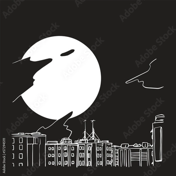 Obraz moon over city