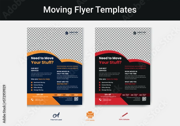Fototapeta Moving Services Flyer Templates	
