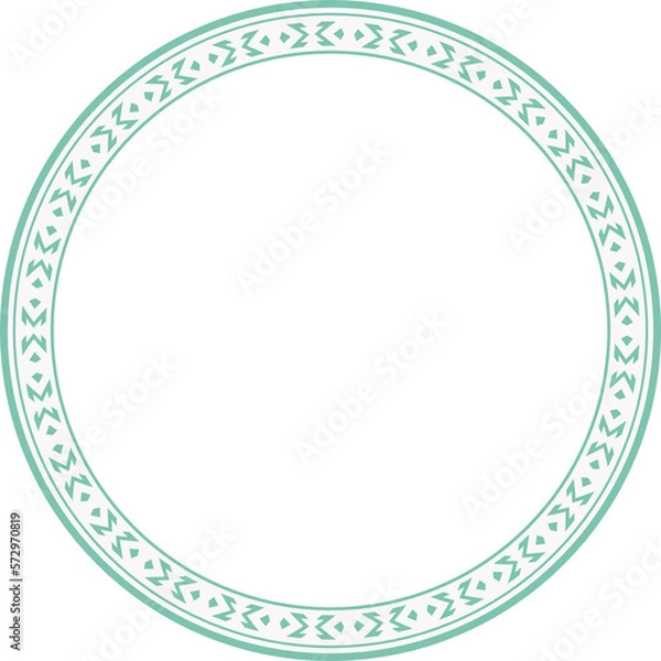 Fototapeta Vintage round frame botanic garden retro abstract pattern border