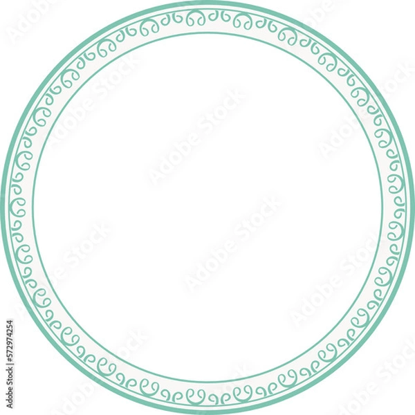 Fototapeta Vintage round frame botanic garden retro abstract pattern border