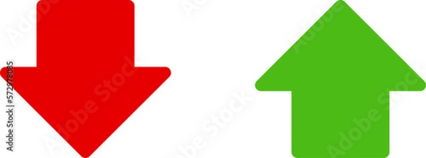 Fototapeta Green Up and Red Down Arrow Icons with Rounded Edges. Vector Image. 