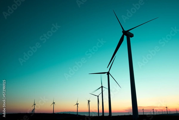Fototapeta Wind turbine generators for renewable electricity production