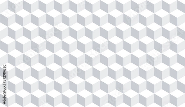 Obraz White seamless 3d cube geometric pattern, background. Vector EPS 10
