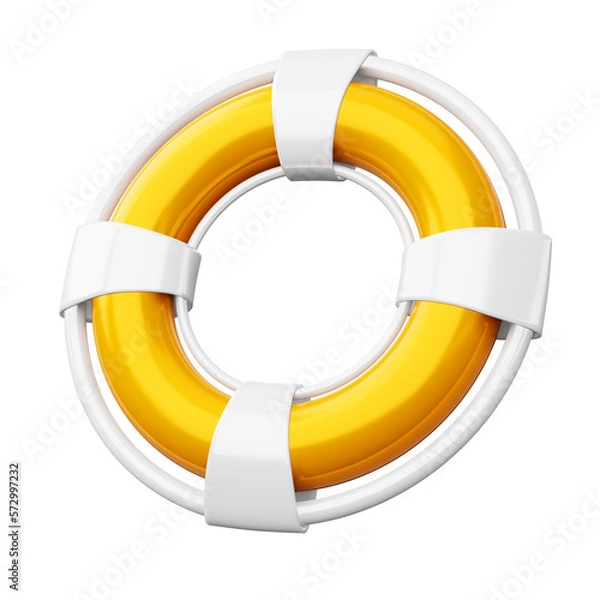 Obraz Summer elements, Colorful swim ring, 3d rendering illustration