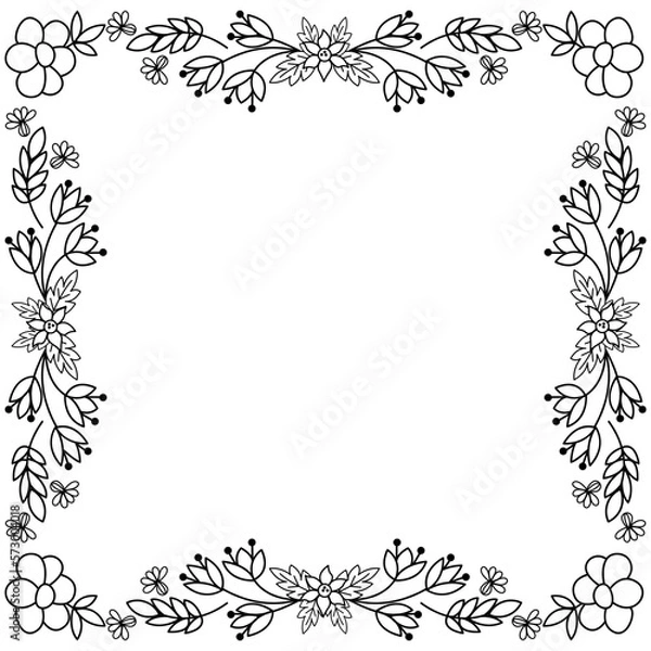 Fototapeta Floral vector square frame, wreath from flowers. Spring flowers background, border, decoration for greeting card, invitation, Valentine's, Women's or Mother day.