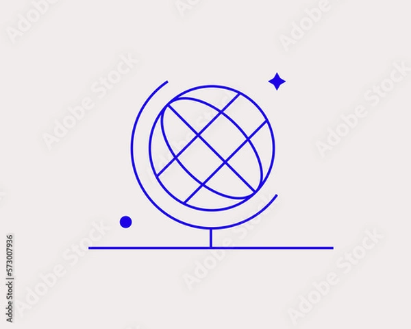Fototapeta Concept of globe in a flat style. School education thin line icon. Children education editable stroke icon.  Vector illustration
