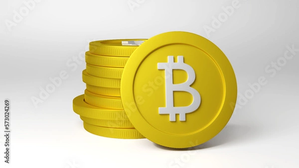Fototapeta Bitcoin criptocoin render 3d isolated white background