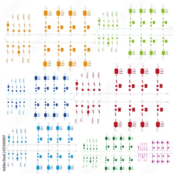 Obraz Electric wiring diagram for power transformers