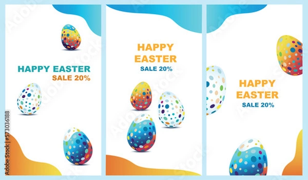 Fototapeta Social media mockups for Easter with Easter eggs 