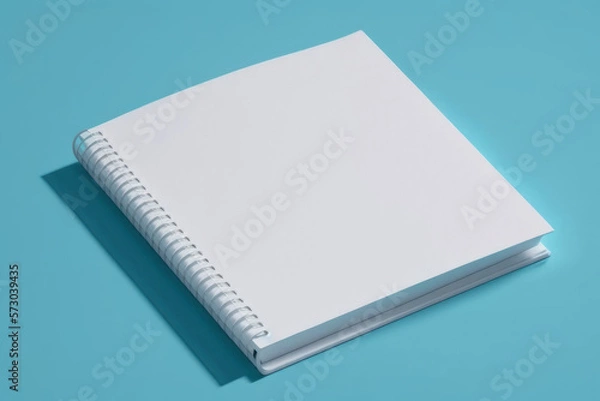 Fototapeta Notepad on a blue background. AI generative.