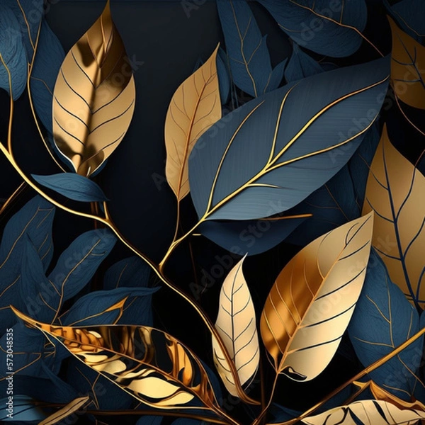 Fototapeta Gold lined leaves_02
