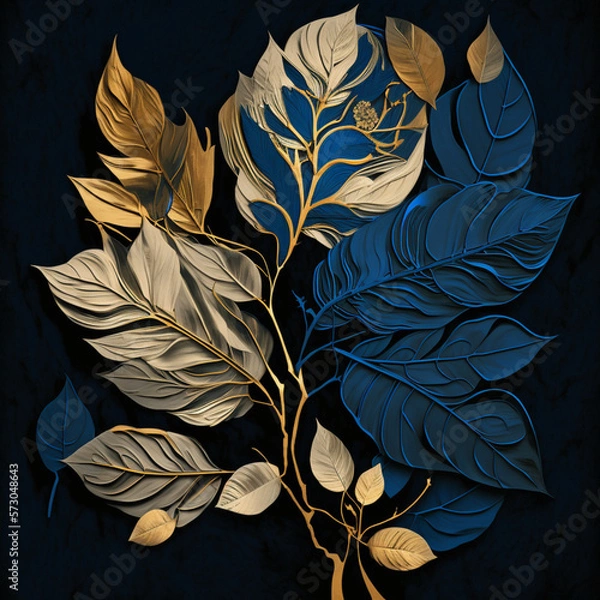 Fototapeta Gold lined leaves_04